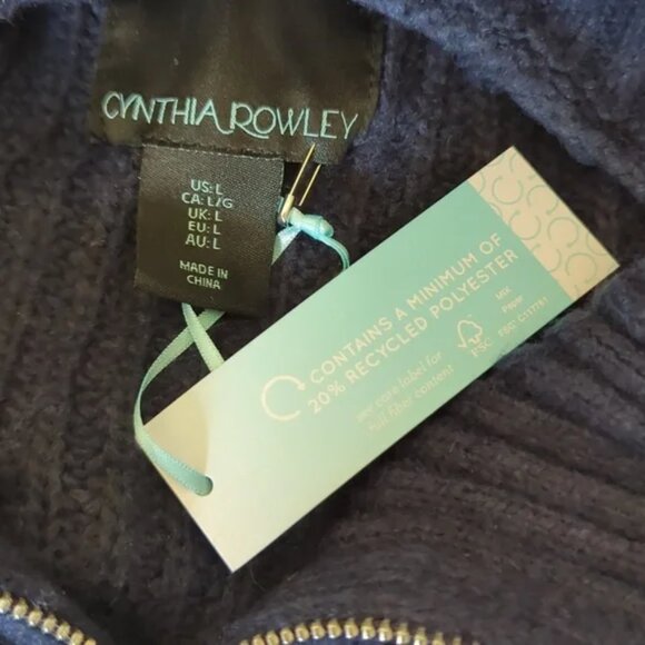 Cynthia Rowley sweater L NWT Navy white SOFT!!! - Picture 4 of 4